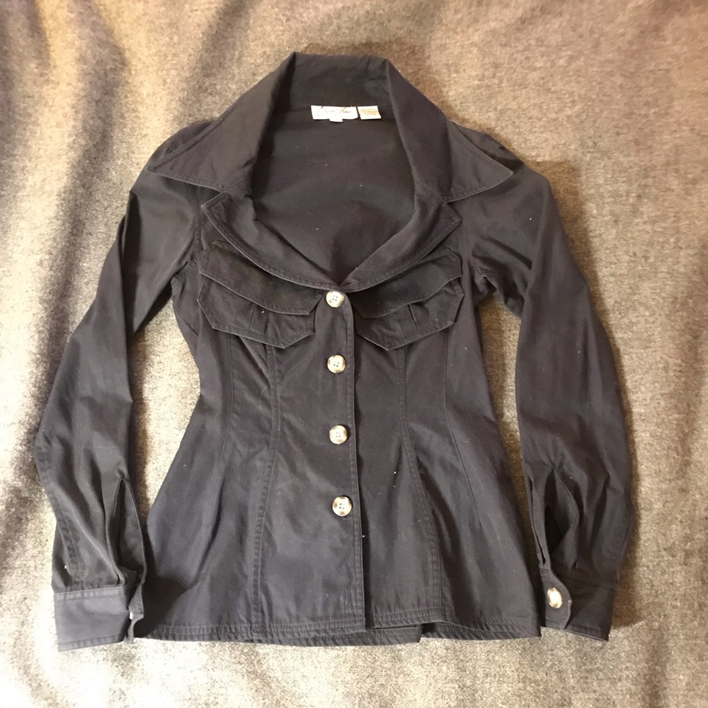 Byron Lars Fitted Blouse (inky navy black color)